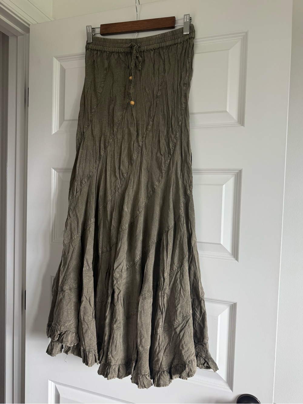 Young Threads Olive Green Boho Maxi Skirt Size Medium NWT - Picture 10 of 14